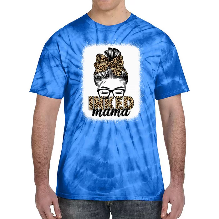 Inked Mama Messy Bun Mom Life Leopard Tattooed Mom Gift Tie-Dye T-Shirt