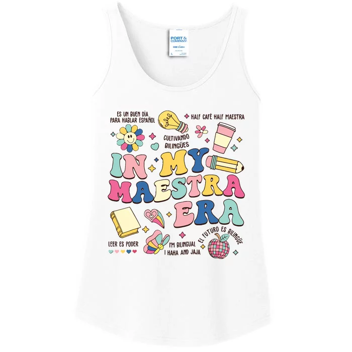 In My Maestra Era Spanish Bilingual Teacher First Day Ladies Essential Tank