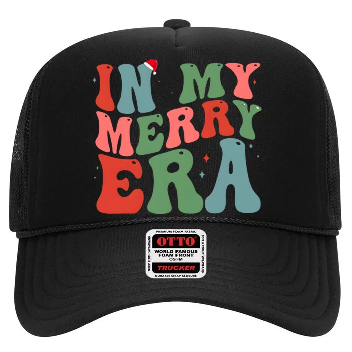 In My Merry Era Retro Christmas High Crown Mesh Trucker Hat