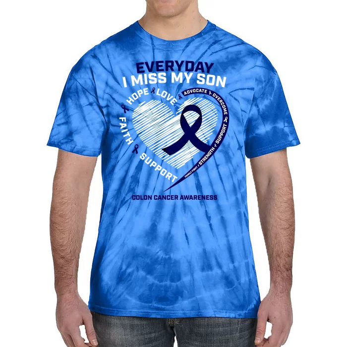 I Miss My Son Gift Loving Memory Son Colon Cancer Awareness Meaningful Gift Tie-Dye T-Shirt