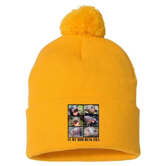 In My Moo Deng Era  Moo Deng Lover Pom Pom 12in Knit Beanie