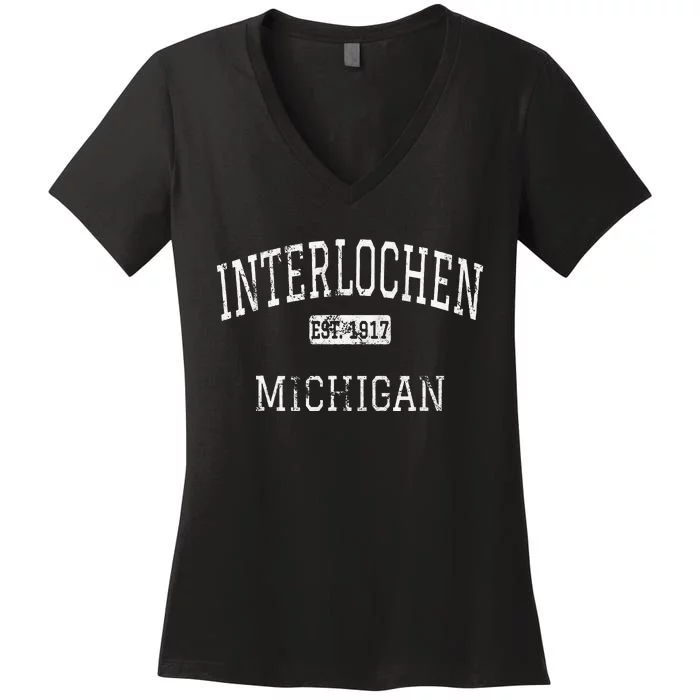 Interlochen Michigan MI Vintage Women's V-Neck T-Shirt