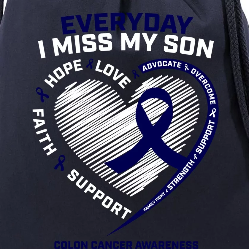 I Miss My Son Gift Loving Memory Son Colon Cancer Awareness Gift Drawstring Bag