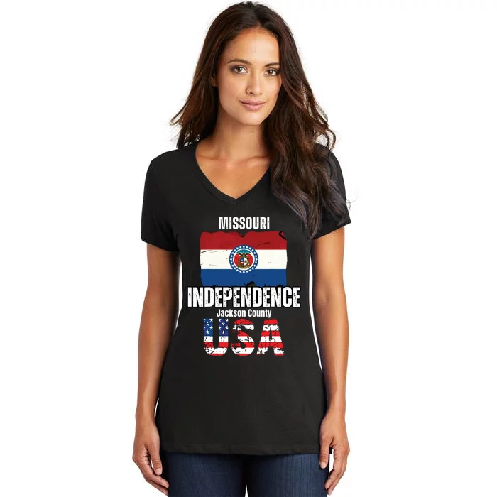 Independence Missouri Mo Jackson County Souvenir Women's V-Neck T-Shirt