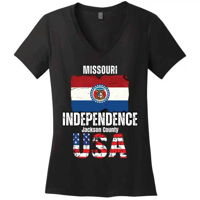 Independence Missouri Mo Jackson County Souvenir Women's V-Neck T-Shirt