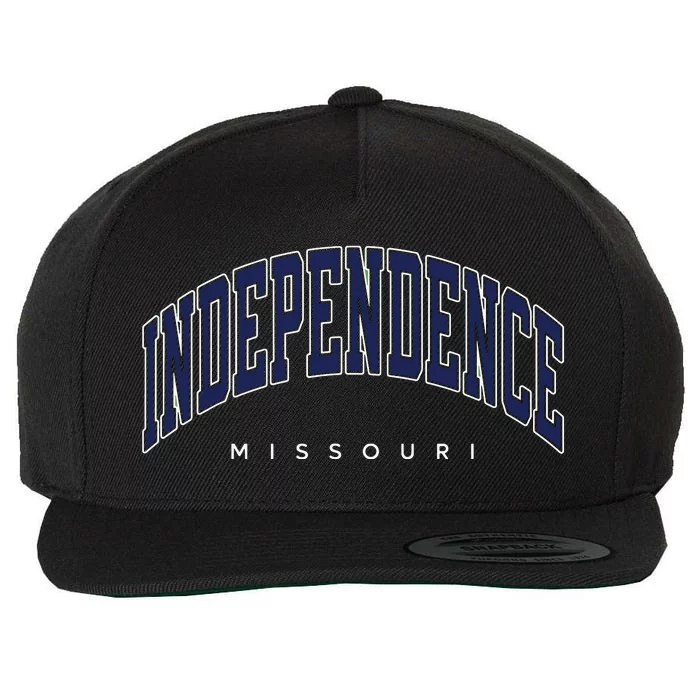 Independence Missouri Mo Varsity Style Wool Snapback Cap