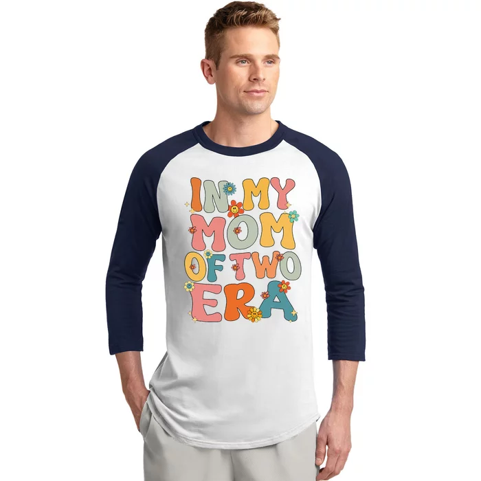 In My Mom Of Two Era Groovy Funny Mom Of Two Mother Day Baseball Sleeve Shirt