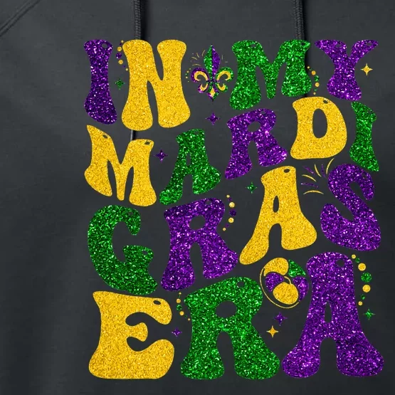 In My Mardi Gras Era Retro Groovy Fleur De Lis Fat Tuesday Performance Fleece Hoodie