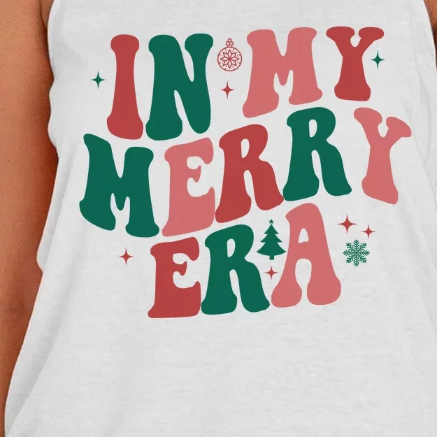 In My Merry Era Christmas Holiday Women's Knotted Racerback Tank