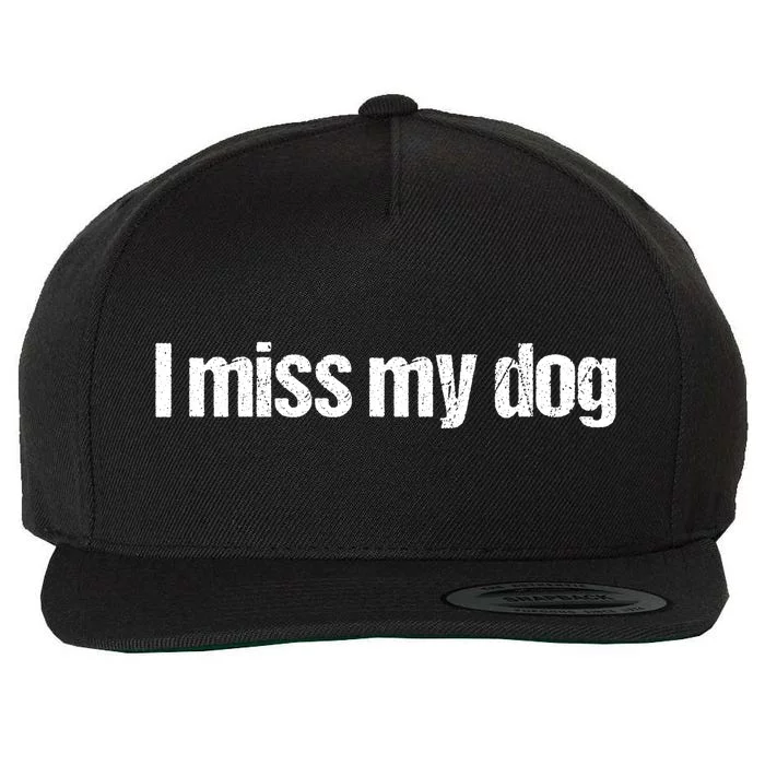 I Miss My Dog Funny Dog Lover Gift Distressed Vintage Text Wool Snapback Cap