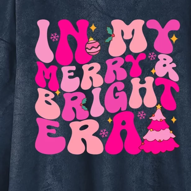 In My Merry And Bright Era Christmas Santa Xmas Groovy Retro Gift Hooded Wearable Blanket