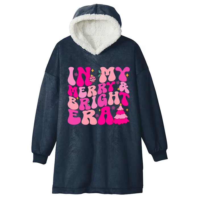 In My Merry And Bright Era Christmas Santa Xmas Groovy Retro Gift Hooded Wearable Blanket