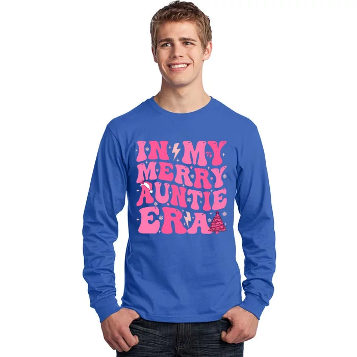 In My Merry Auntie Era Groovy Pink Christmas Aunt Funny Gift Tall Long Sleeve T-Shirt