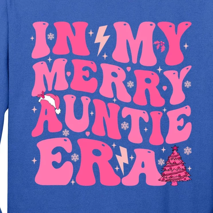 In My Merry Auntie Era Groovy Pink Christmas Aunt Funny Gift Tall Long Sleeve T-Shirt