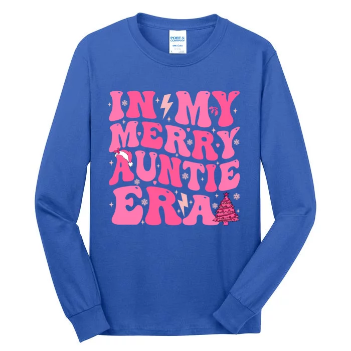 In My Merry Auntie Era Groovy Pink Christmas Aunt Funny Gift Tall Long Sleeve T-Shirt