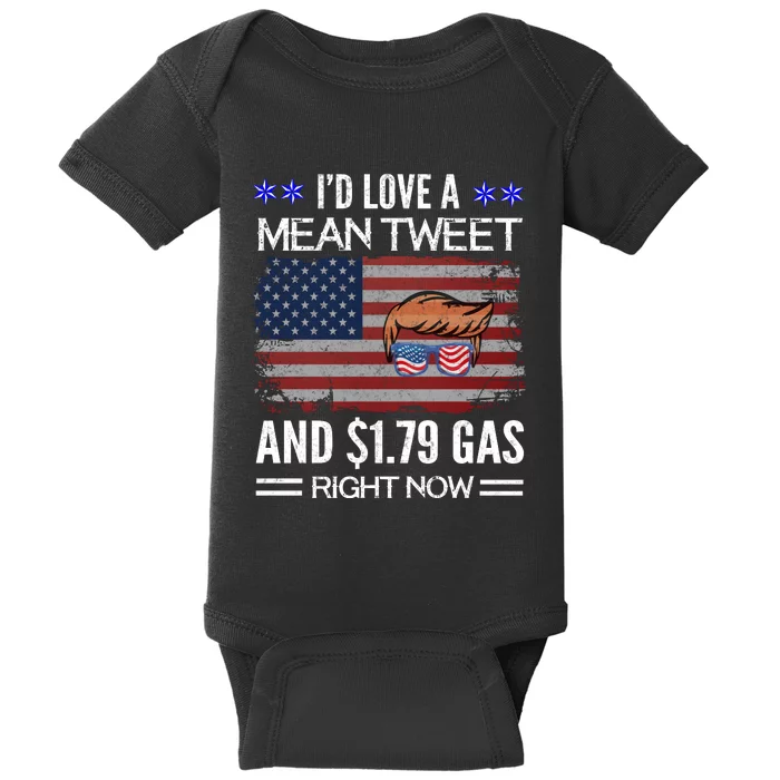 I Miss Mean Tweets And Cheap Gas Political Humor Baby Bodysuit