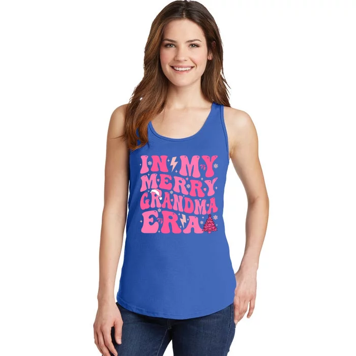 In My Merry Grandma Era Groovy Pink Christmas Grandma Gift Ladies Essential Tank