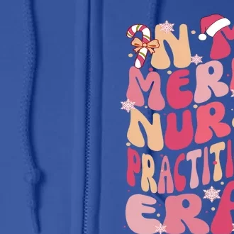 In My Merry Nurse Practitioner Era Retro Groovy Christmas Gift Full Zip Hoodie