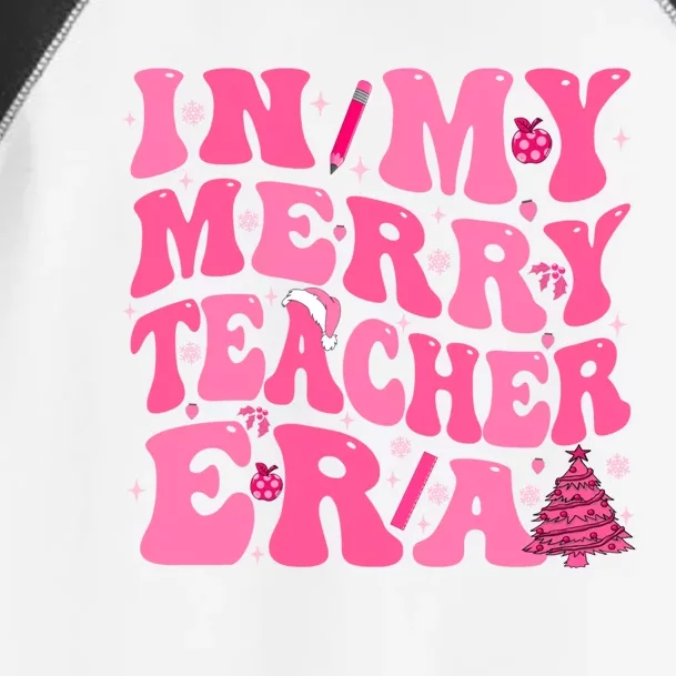 In My Merry Teacher Era Groovy Pink Christmas Teacher Gift Toddler Fine Jersey T-Shirt