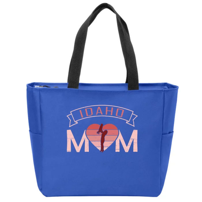 Idaho Mom Mother's Day Sunset Heart Retro Leisure Gift Zip Tote Bag