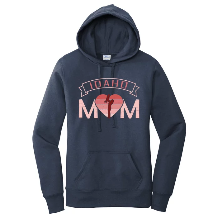 Idaho Mom Mother's Day Sunset Heart Retro Leisure Gift Women's Pullover Hoodie