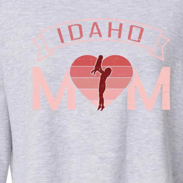 Idaho Mom Mother's Day Sunset Heart Retro Leisure Gift Cropped Pullover Crew