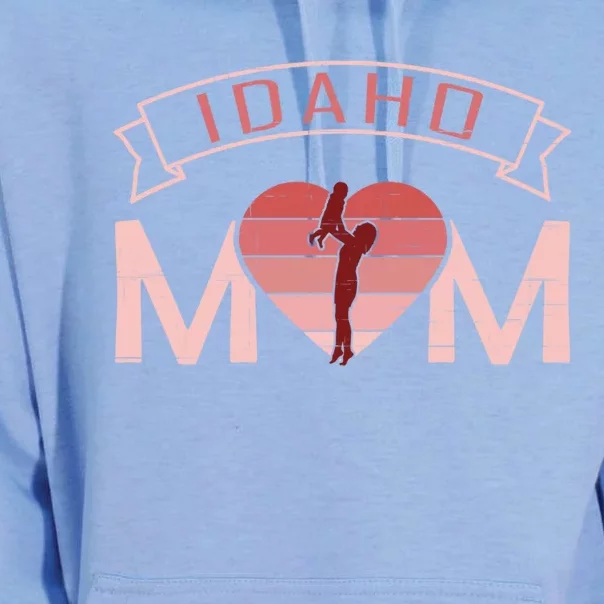 Idaho Mom Mother's Day Sunset Heart Retro Leisure Gift Unisex Surf Hoodie