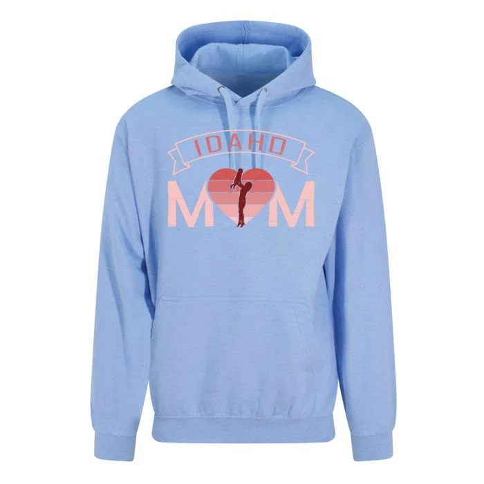 Idaho Mom Mother's Day Sunset Heart Retro Leisure Gift Unisex Surf Hoodie