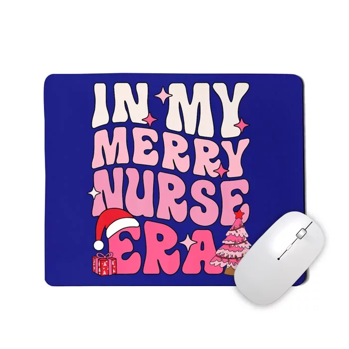 In My Merry Nurse Era Groovy Retro Nurse Christmas Holiday Gift Mousepad