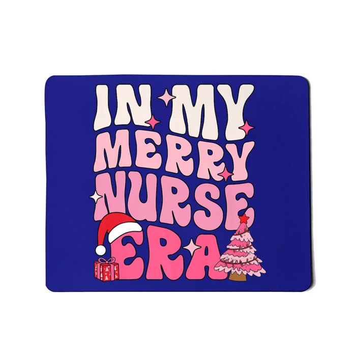 In My Merry Nurse Era Groovy Retro Nurse Christmas Holiday Gift Mousepad