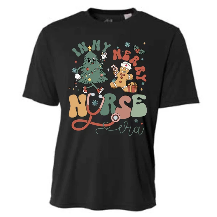 In My Merry Nurse Era Retro Groovy Style Xmas Trees Cookies Meaningful Gift Cooling Performance Crew T-Shirt