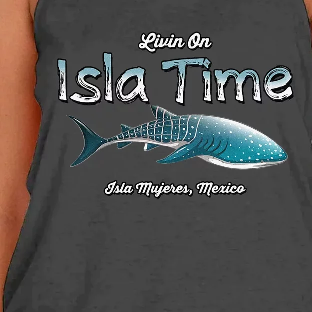 Isla Mujeres Mexico Island Near Cancun Whale Shark Women's Knotted Racerback Tank