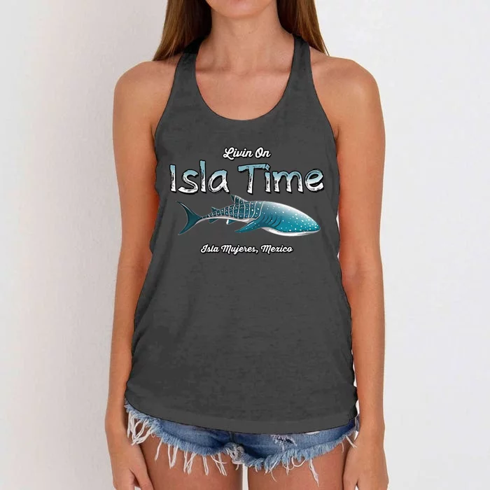 Isla Mujeres Mexico Island Near Cancun Whale Shark Women's Knotted Racerback Tank