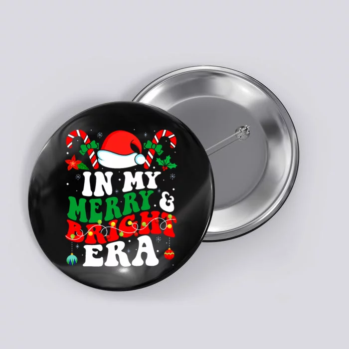 In My Merry And Bright Era Cute Groovy Retro Xmas Christmas Button