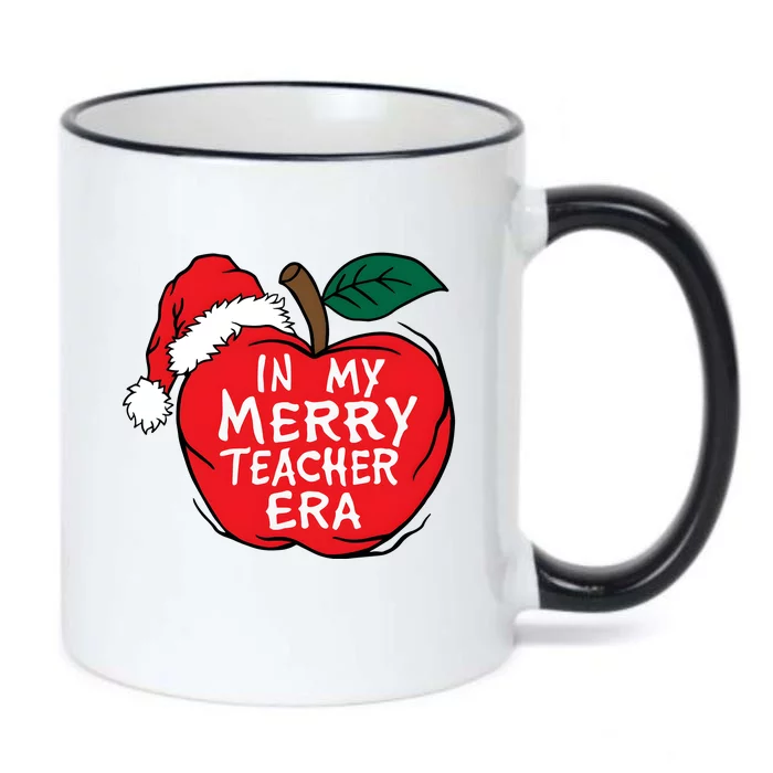 In My Merry Teacher Era Santa Claus Apple Black Color Changing Mug