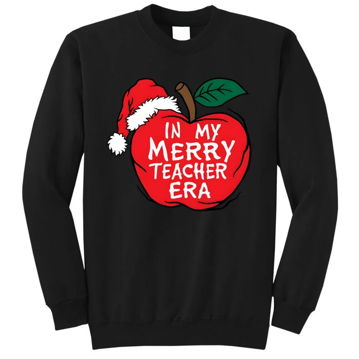 In My Merry Teacher Era Santa Claus Apple Sweatshirt