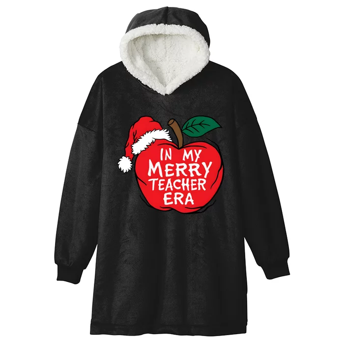 In My Merry Teacher Era Santa Claus Apple Hooded Wearable Blanket