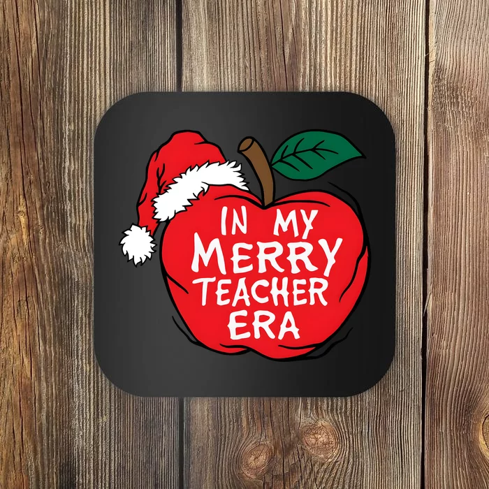 In My Merry Teacher Era Santa Claus Apple Coaster