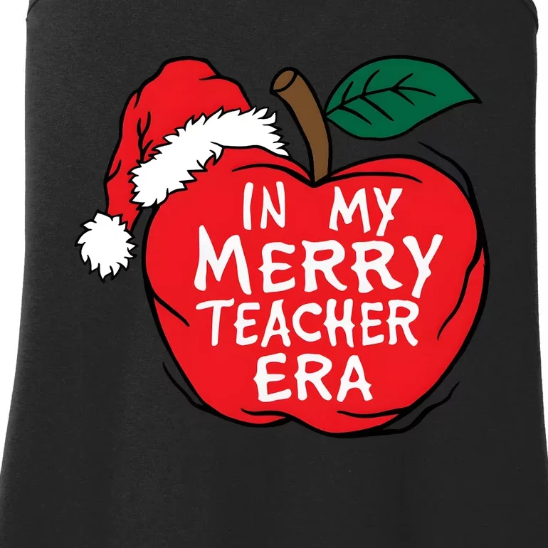 In My Merry Teacher Era Santa Claus Apple Ladies Essential Tank