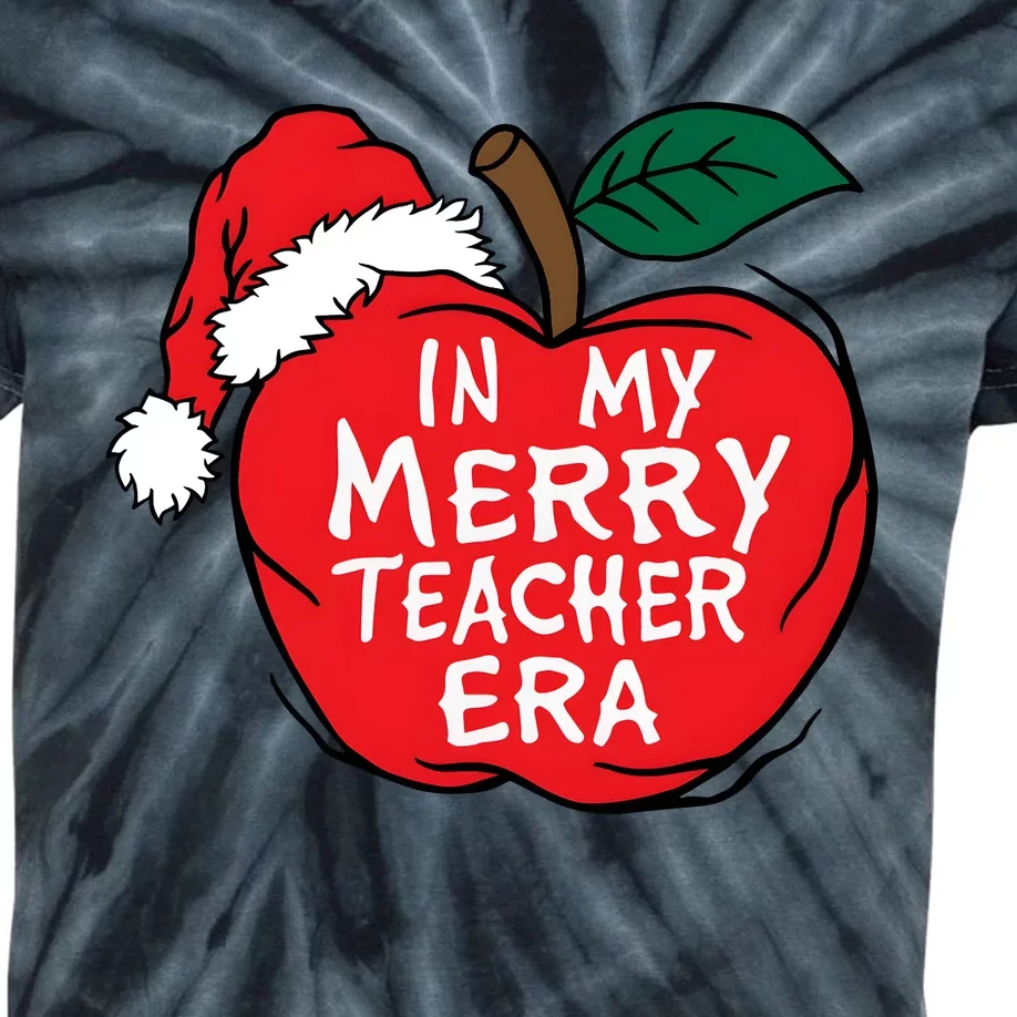 In My Merry Teacher Era Santa Claus Apple Kids Tie-Dye T-Shirt