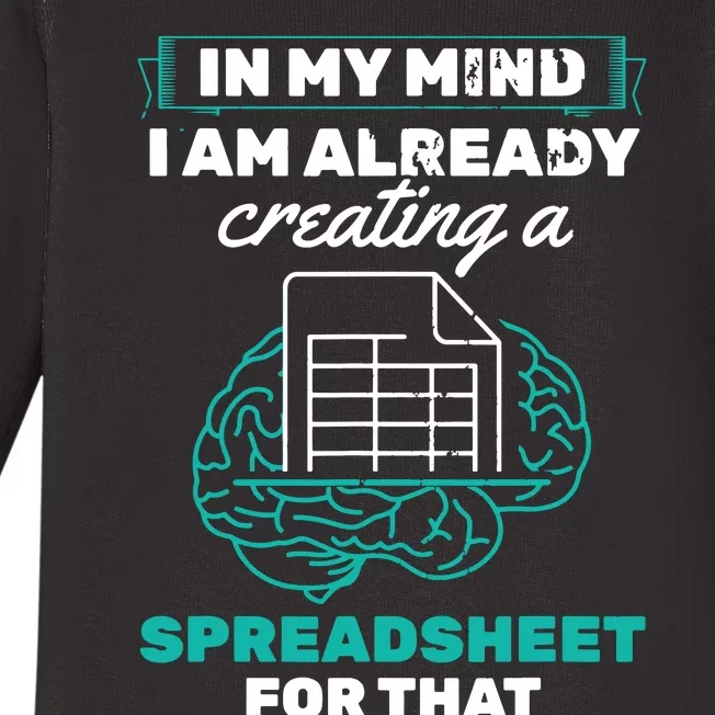 In My Mind Creating Spreadsheet Accountant Spreadsheet Baby Long Sleeve Bodysuit