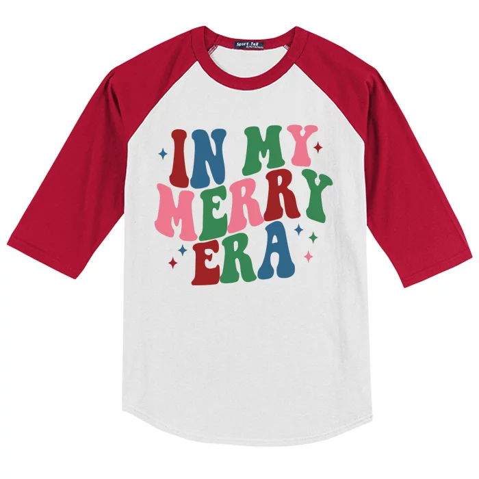 In My Merry Era Christmas Holiday Kids Colorblock Raglan Jersey