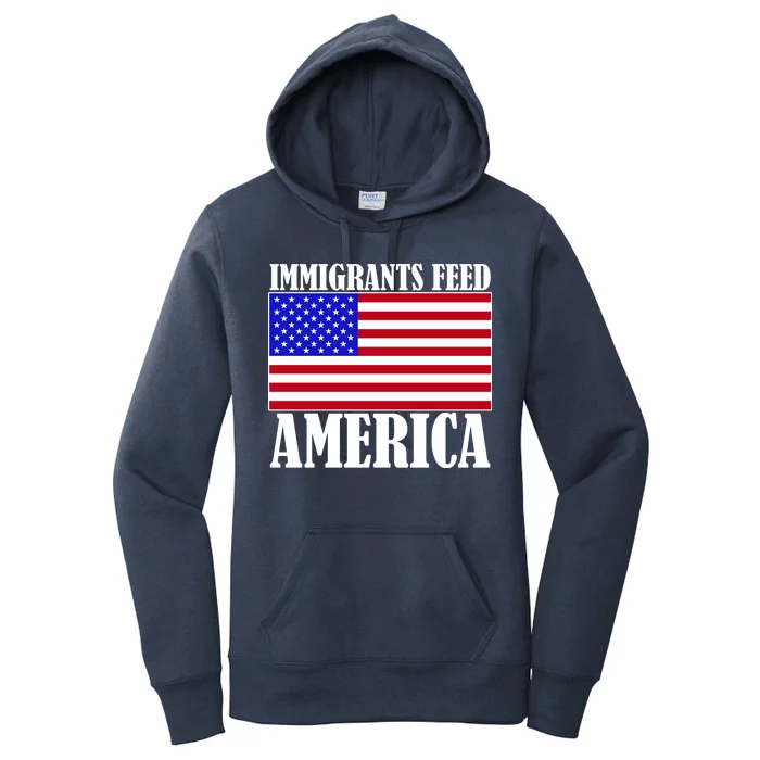 Immigrants Feed America US Flag Women's Pullover Hoodie