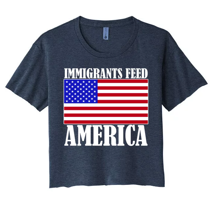 Immigrants Feed America US Flag Women's Crop Top Tee