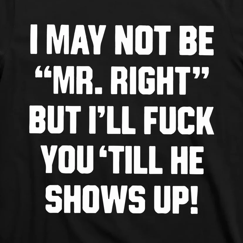 I May Not Be Mr Right But Ill Fuck You Till He Shows Up T-Shirt