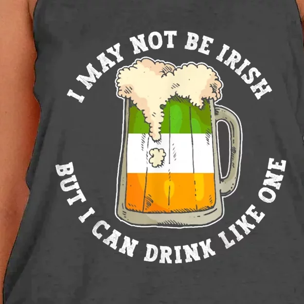 I May Not Be Irish But I Can Drink Like One Funny Quote Tee Women's Knotted Racerback Tank