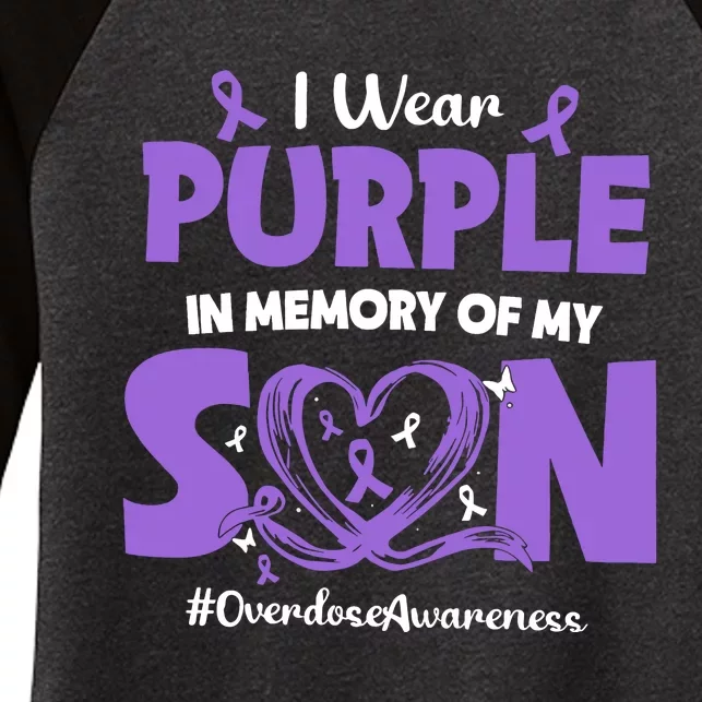 In Memory Of My Son Overdose Awareness Women's Tri-Blend 3/4-Sleeve Raglan Shirt