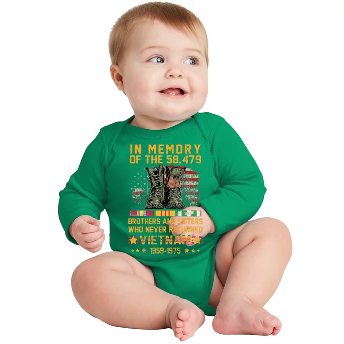 In Memory Of The 58479 Brothers And Sisters Vietnam Baby Long Sleeve Bodysuit