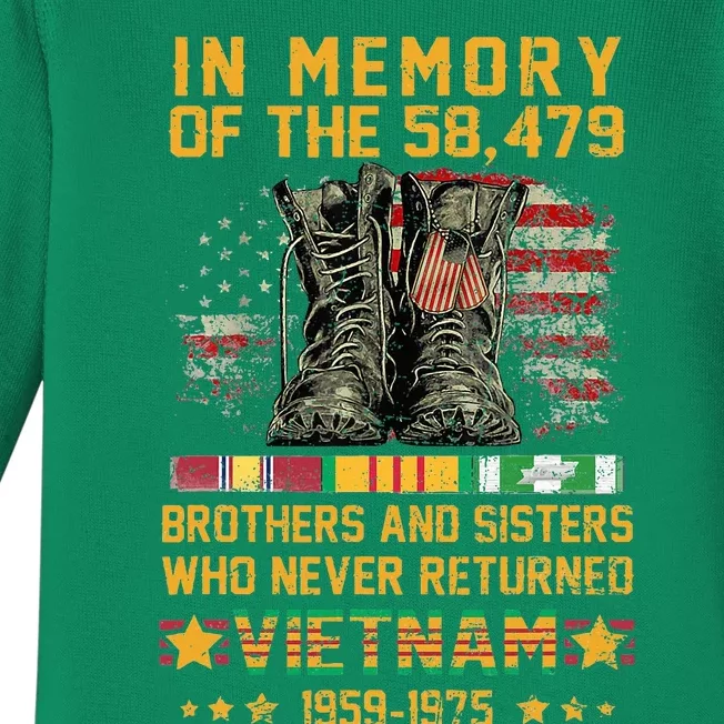 In Memory Of The 58479 Brothers And Sisters Vietnam Baby Long Sleeve Bodysuit