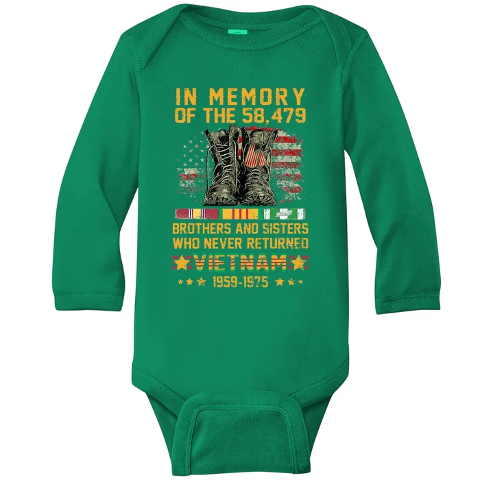 In Memory Of The 58479 Brothers And Sisters Vietnam Baby Long Sleeve Bodysuit